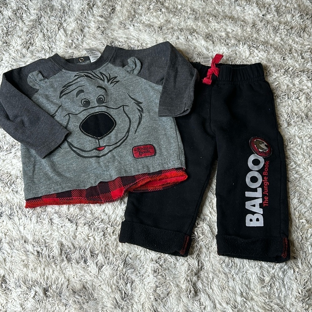 🍄3-6m disney, the jungle book Ballou sweatpants outfit